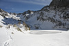 Le lac de Trécolpas sous les premières neiges